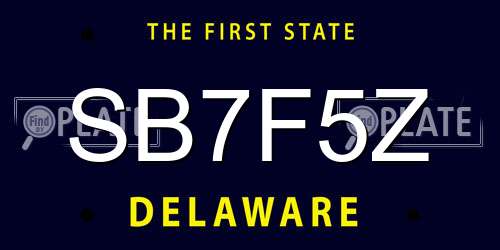 SB7F5Z Delaware License Plate