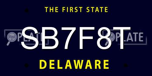 SB7F8T Delaware License Plate