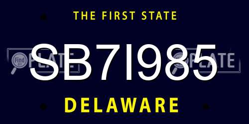 SB7I985 Delaware License Plate