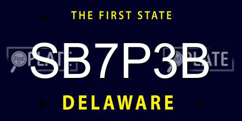 SB7P3B Delaware License Plate