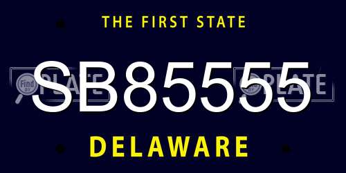 SB85555 Delaware License Plate