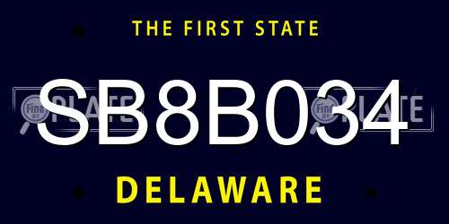 SB8B034 Delaware License Plate