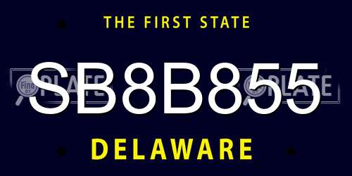 SB8B855 Delaware License Plate