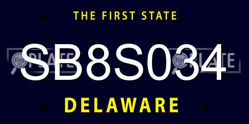SB8S034 Delaware License Plate