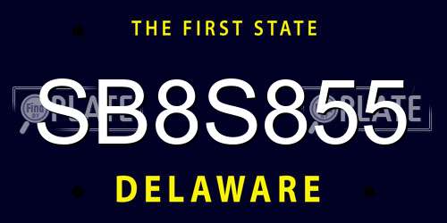 SB8S855 Delaware License Plate