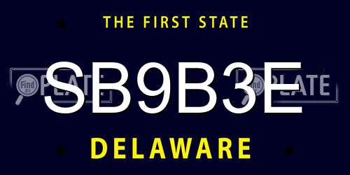 SB9B3E Delaware License Plate