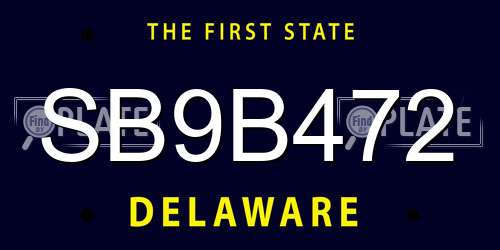 SB9B472 Delaware License Plate