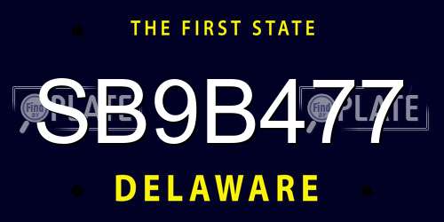 SB9B477 Delaware License Plate