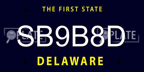 SB9B8D Delaware License Plate