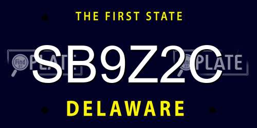 SB9Z2C Delaware License Plate