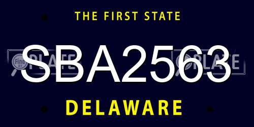 SBA2563 Delaware License Plate