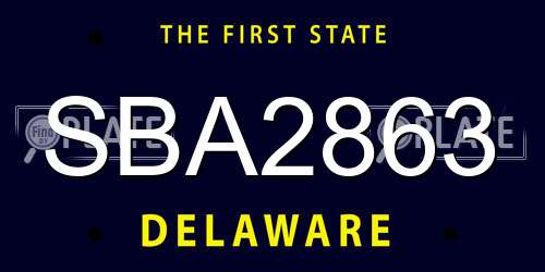 SBA2863 Delaware License Plate
