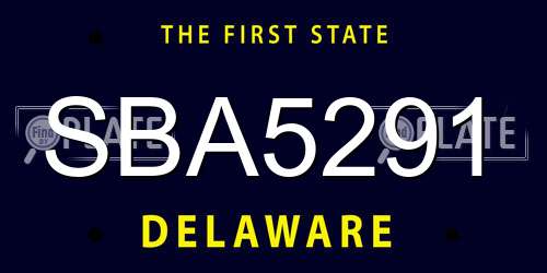 SBA5291 Delaware License Plate