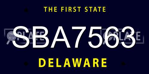 SBA7563 Delaware License Plate