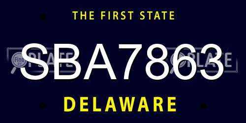 SBA7863 Delaware License Plate