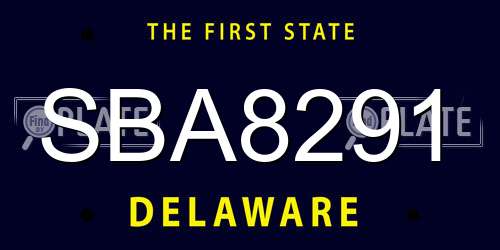 SBA8291 Delaware License Plate