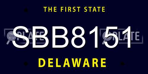 SBB8151 Delaware License Plate