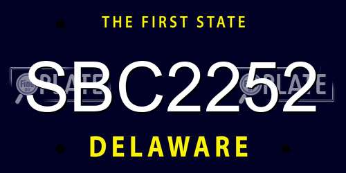 SBC2252 Delaware License Plate