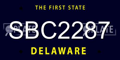 SBC2287 Delaware License Plate