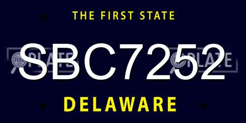SBC7252 Delaware License Plate