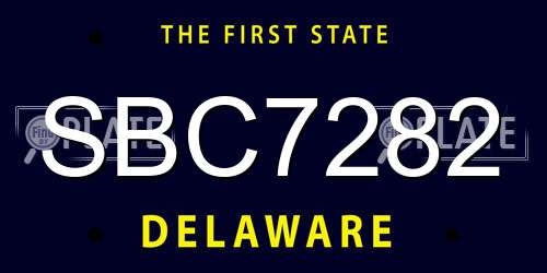 SBC7282 Delaware License Plate
