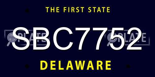SBC7752 Delaware License Plate