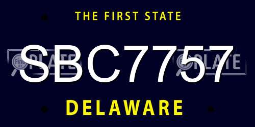 SBC7757 Delaware License Plate