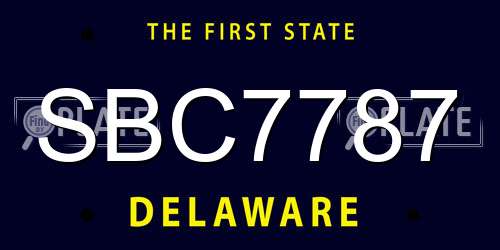 SBC7787 Delaware License Plate