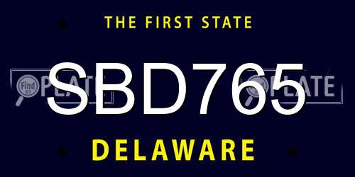 SBD765 Delaware License Plate