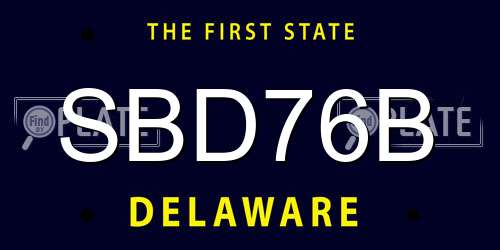 SBD76B Delaware License Plate