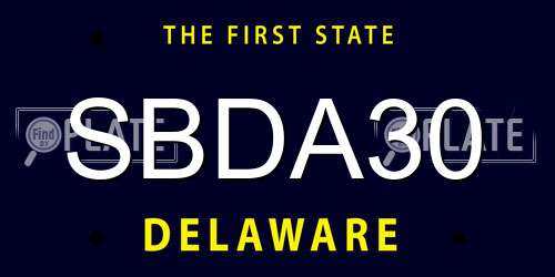 SBDA30 Delaware License Plate