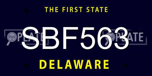 SBF563 Delaware License Plate