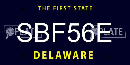 SBF56E Delaware License Plate