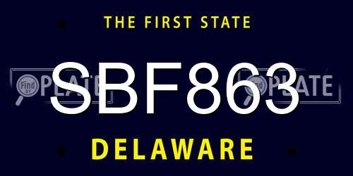 SBF863 Delaware License Plate
