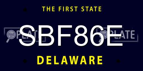 SBF86E Delaware License Plate