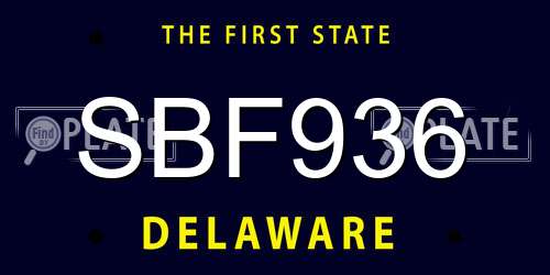 SBF936 Delaware License Plate