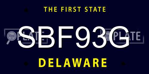SBF93G Delaware License Plate