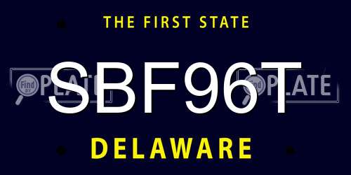 SBF96T Delaware License Plate