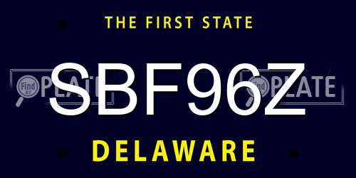 SBF96Z Delaware License Plate