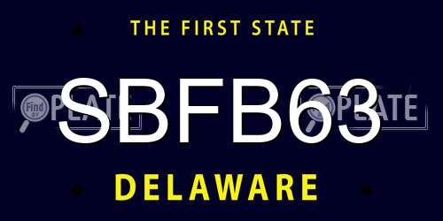SBFB63 Delaware License Plate