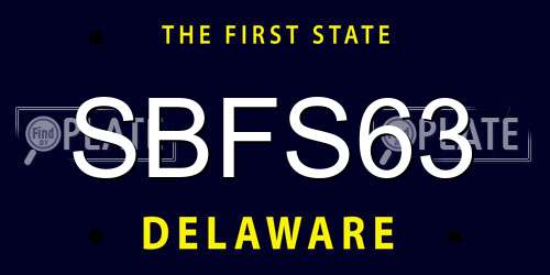 SBFS63 Delaware License Plate