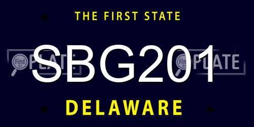 SBG201 Delaware License Plate