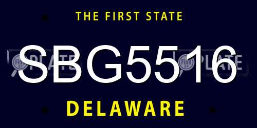 SBG5516 Delaware License Plate