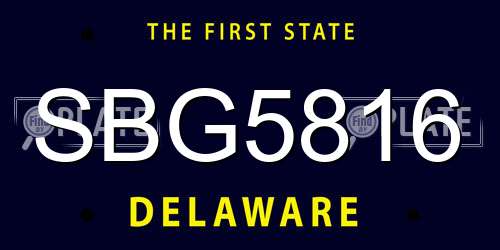 SBG5816 Delaware License Plate