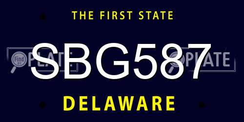 SBG587 Delaware License Plate