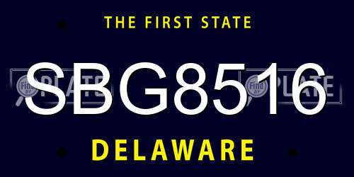 SBG8516 Delaware License Plate