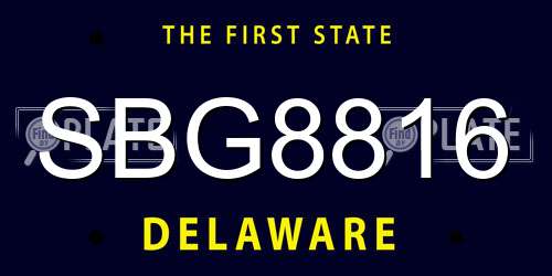 SBG8816 Delaware License Plate