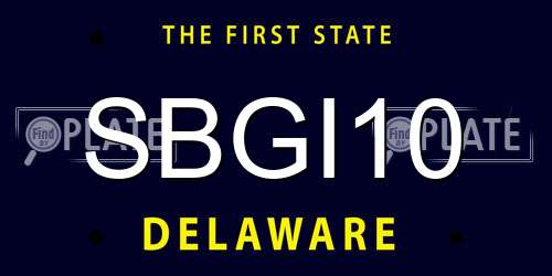 SBGI10 Delaware License Plate