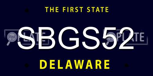 SBGS52 Delaware License Plate