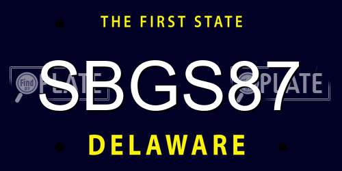 SBGS87 Delaware License Plate